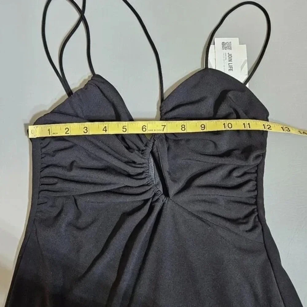 ZARA Asymmetric Draped Mini Dress Black XS Bodycon Date Night Clubwear - Picture 6 of 10